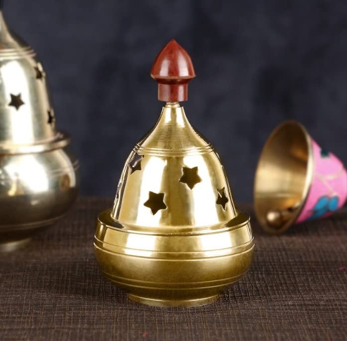 Craftsman Brass Akhand Diya Decorative Oil Lamp 3.5 Inch Medium Golden STK1293