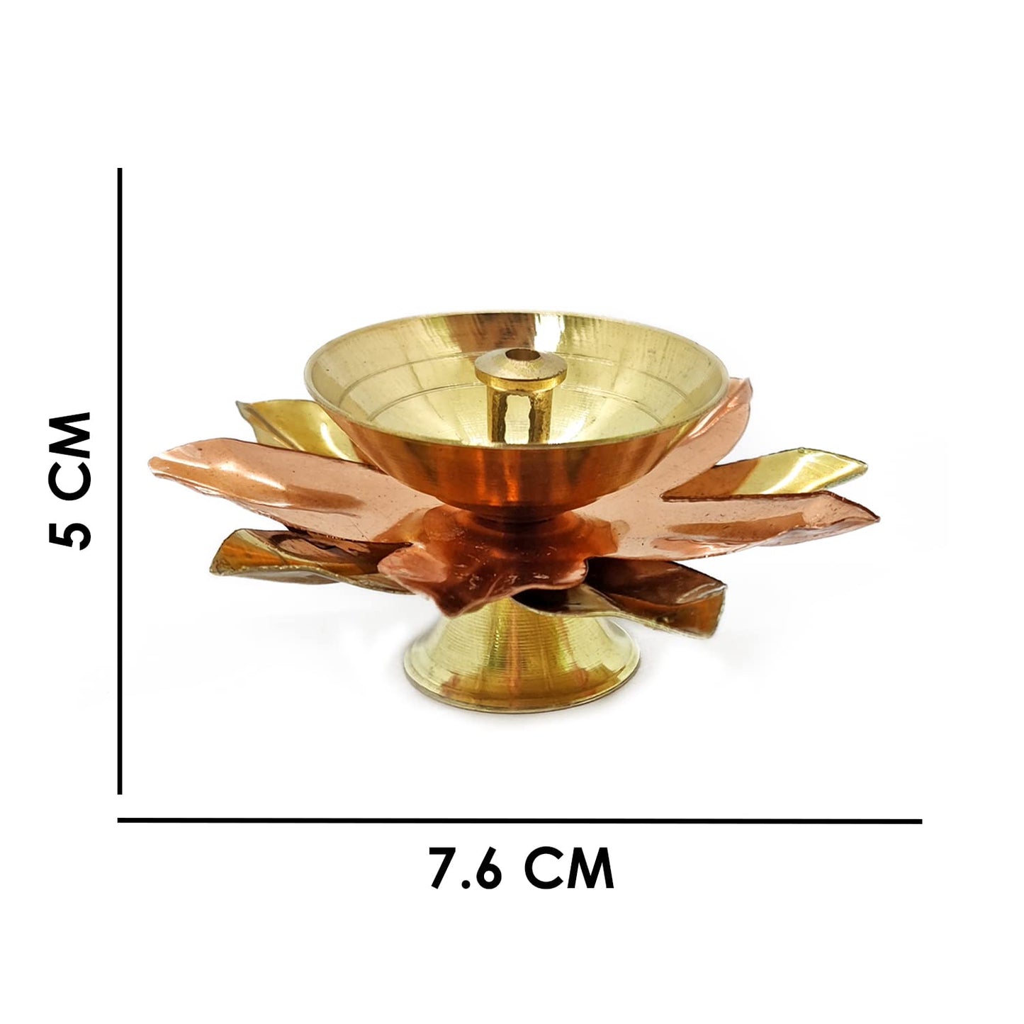 Craftsman Brass Copper Diya Set - 6 Pc Lotus Flower Petals for Diwali Home Temple Decoration, Model LD