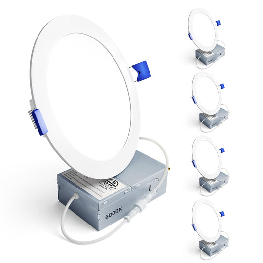 Ensenior 6 Inch Ultra-Thin LED Recessed Ceiling Light, 6000K Clear White, 12W, Dimmable, ETL Certified, Model 6I-600