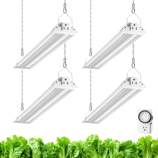 Barrina TX36 Grow Light for Indoor Plants, 144W, 5000K Full Spectrum, 2FT, 4 Packs with Timer, Aluminium and PC