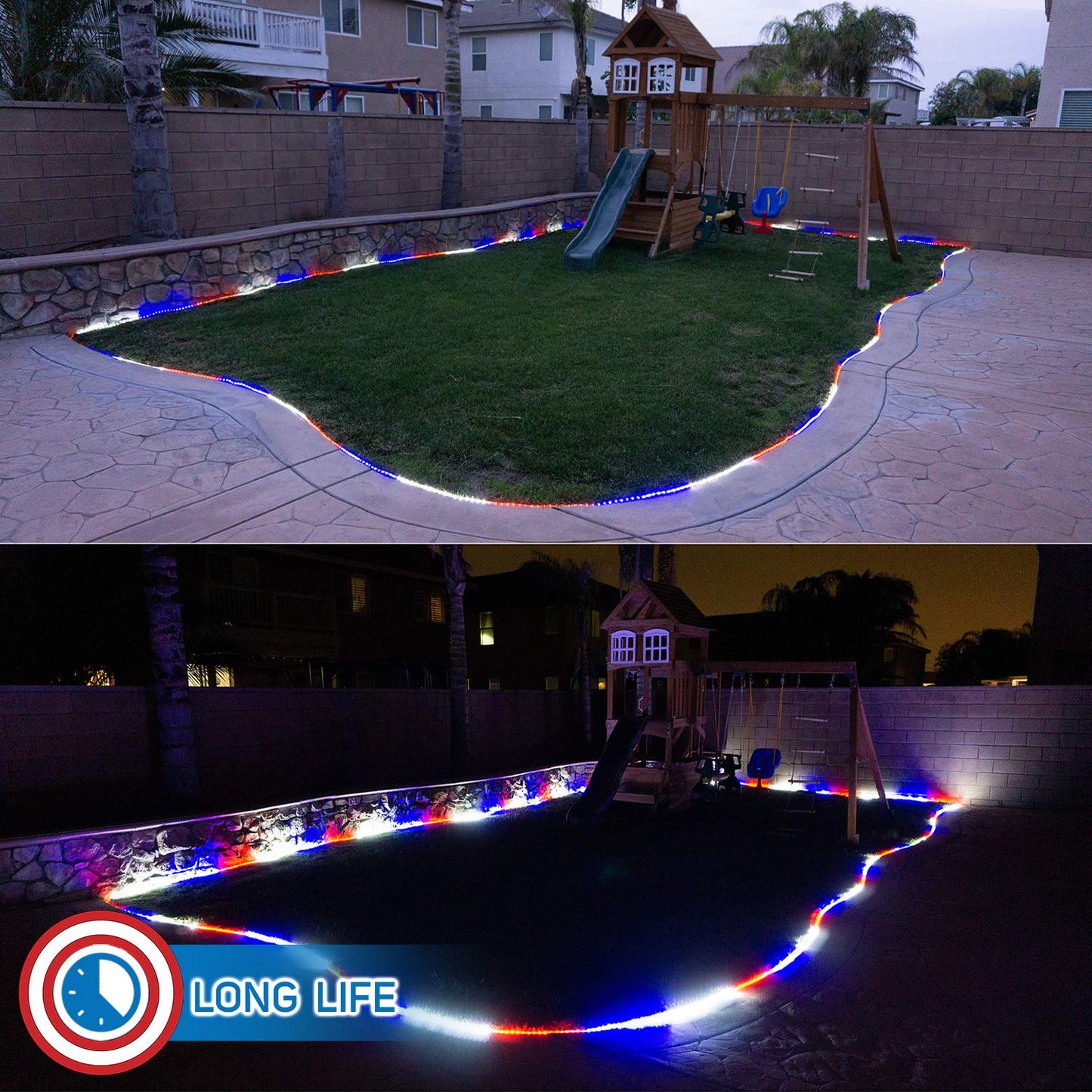 Russell Decor Patriotic Rope Lights, 30 Feet, Red White Blue, Plastic, Model RDROPERWB30, Ideal for Independence Day, Memorial Day, Veterans Day