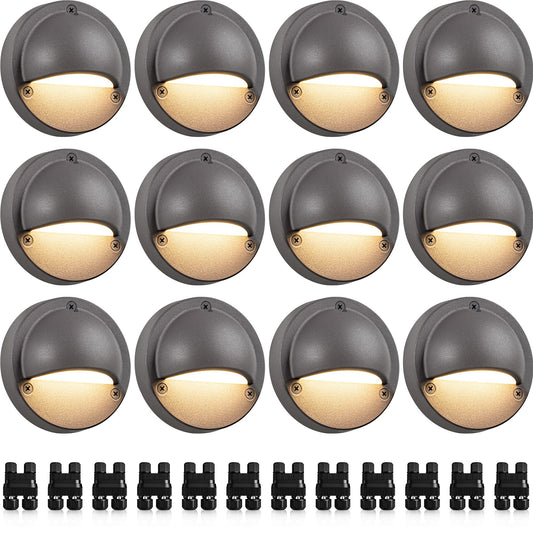 SUNVIE Low Voltage Deck Lights 5W LED Warm White 12 Pack Outdoor Landscape Lighting 3000K with Fastlock2 Connector